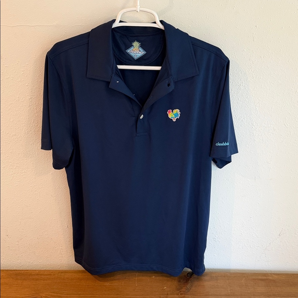 chubbies Navy Polo with Multicolor Rooster Patch